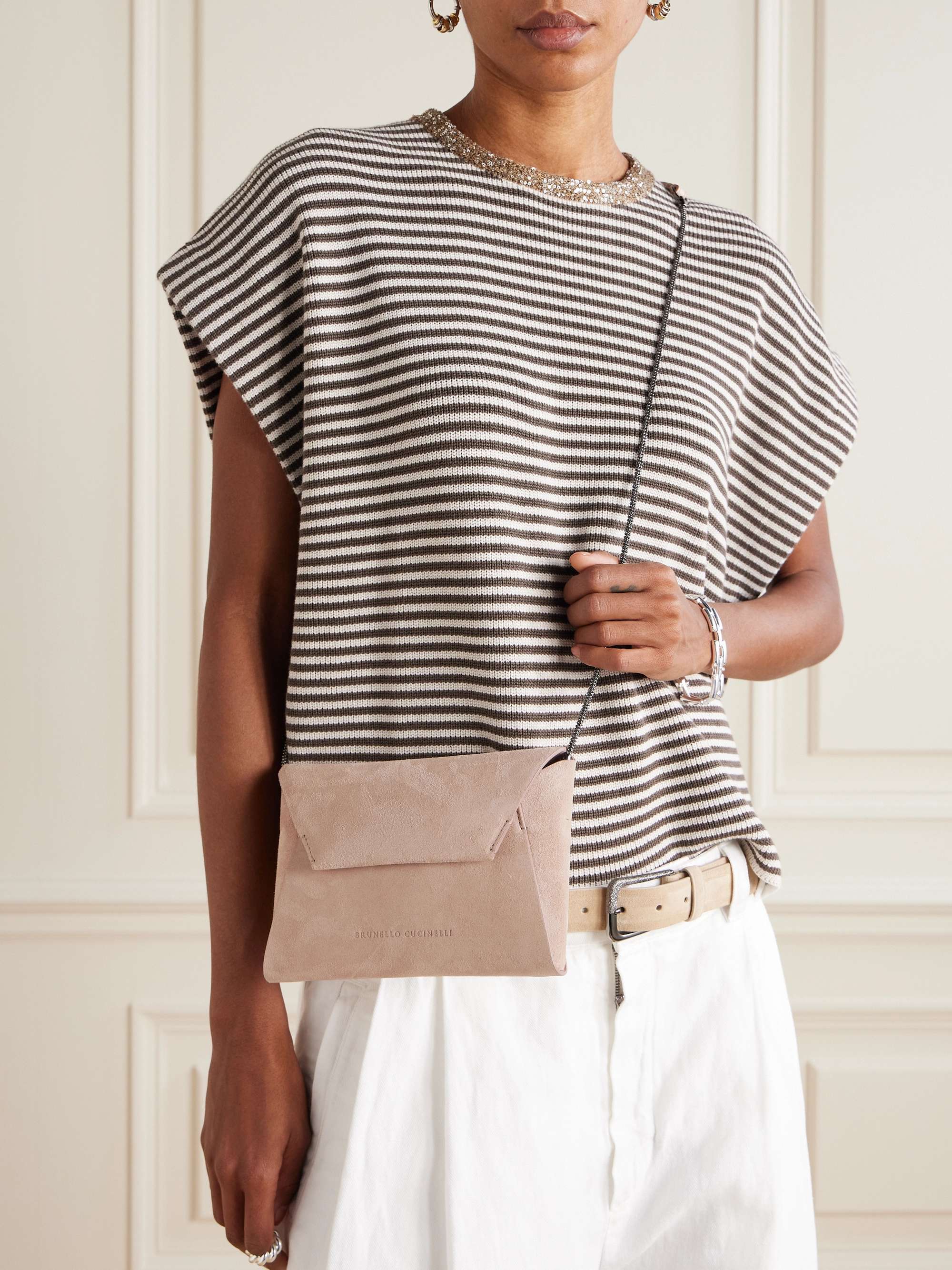Shop Brunello Cucinelli Envelope-style Leather Clutch Bag In White