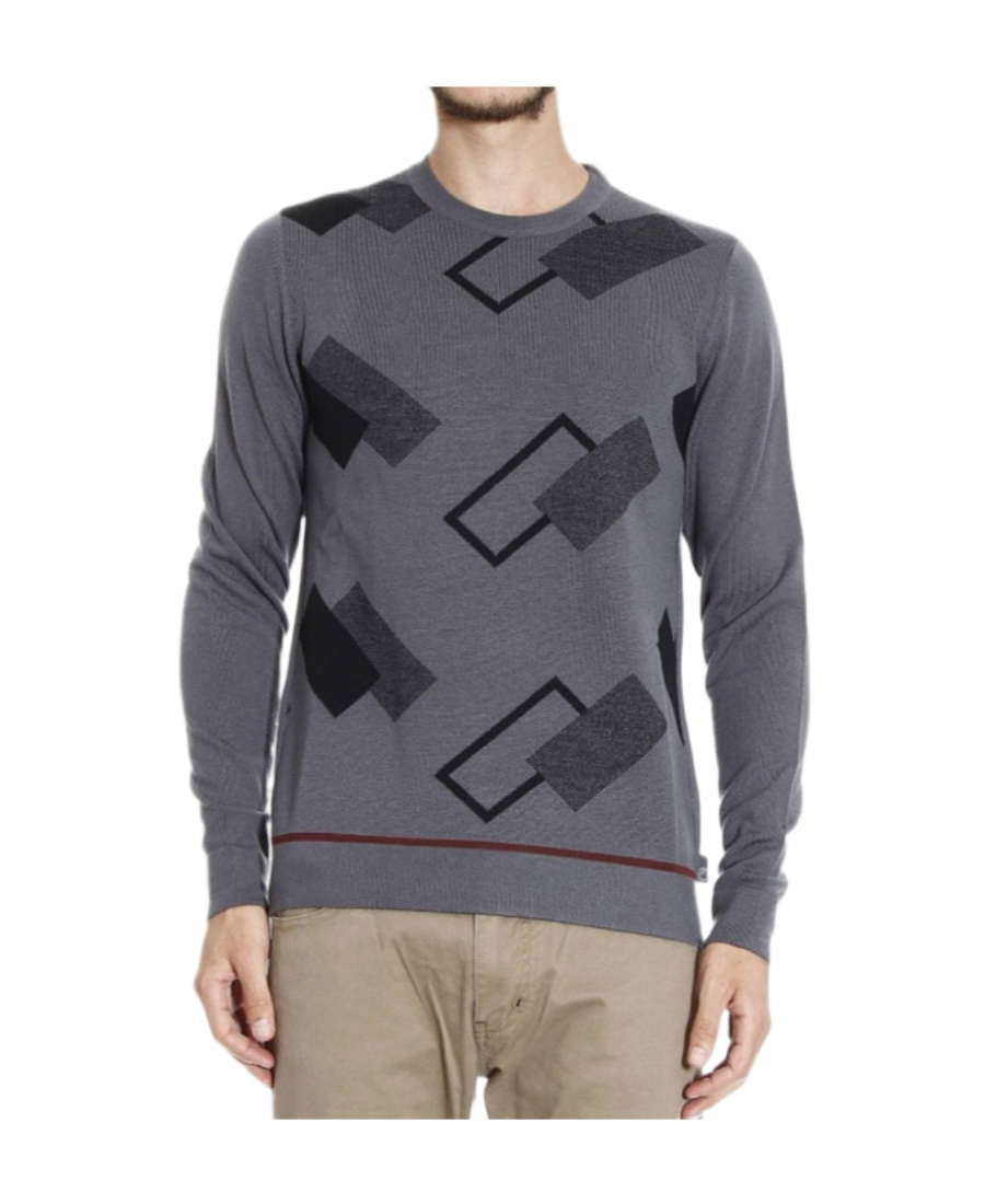 Armani Collezioni Printed Pattern Pullover In Black