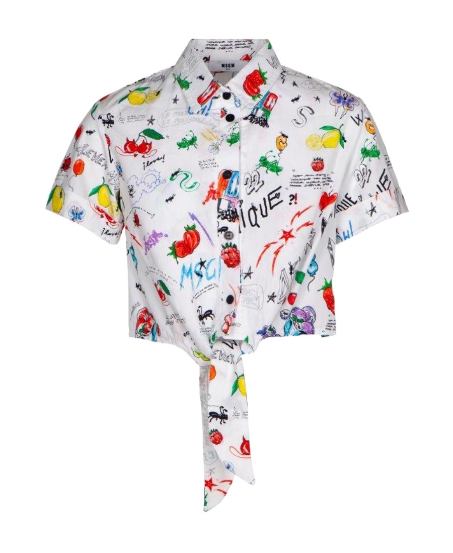 Shop Msgm A Short Sleeved Shirt In White