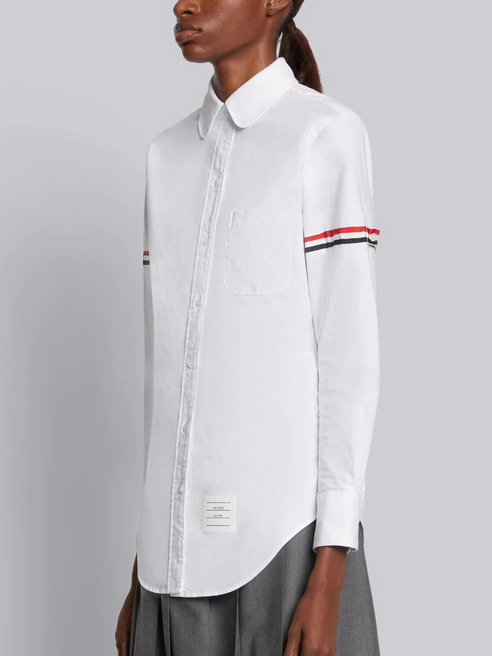 Thom Browne Grosgrain Armband Oxford Shirt In White