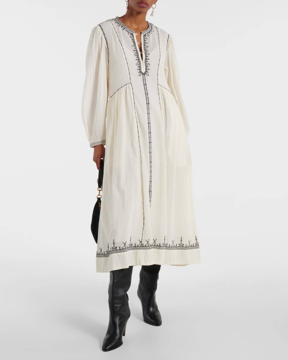 Isabel Marant Étoile Pippa Embroidered Cotton Midi Dress In White