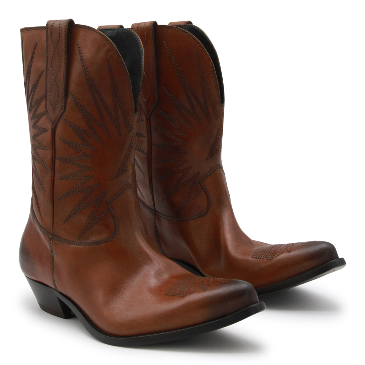 Golden Goose Pointed Toe Stacked Heel Ankle Boots In Brown