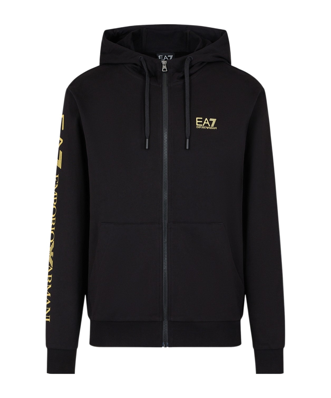 Ea7 Logo Series Sweatshirt Mit Kapuze Aus Baumwollmischgewebe In Black