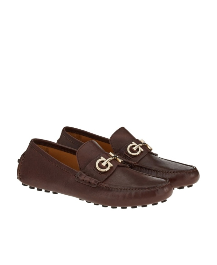 Ferragamo Horsebit-detail Leather Loafers In Black