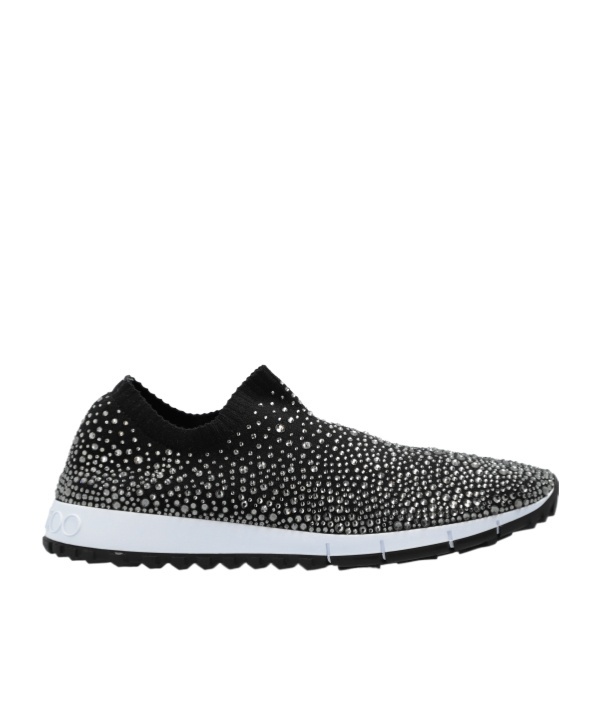 Jimmy Choo Verona Crystal Embellished Slip-on Sneakers In Black