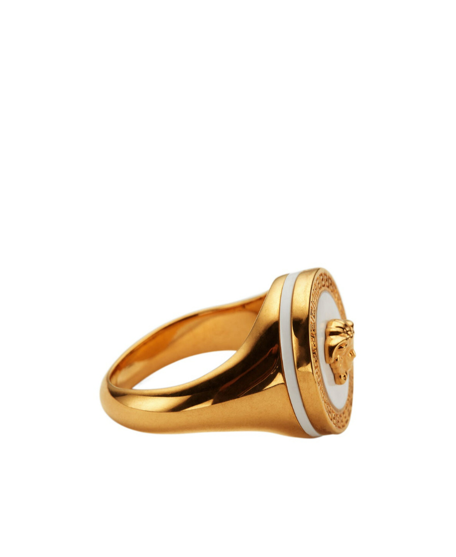Versace Medusa Plaque Ring In Yellow