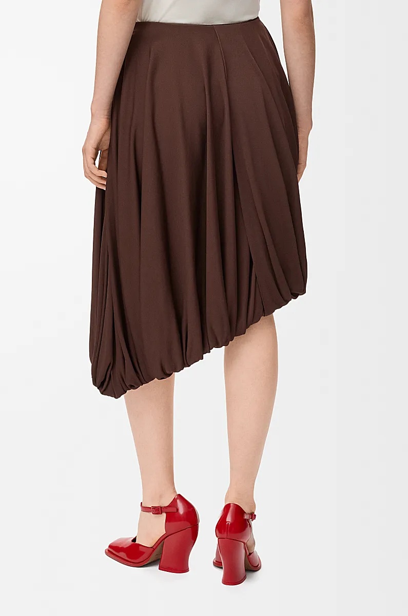 Loewe Draped Viscose Skirt In Brown