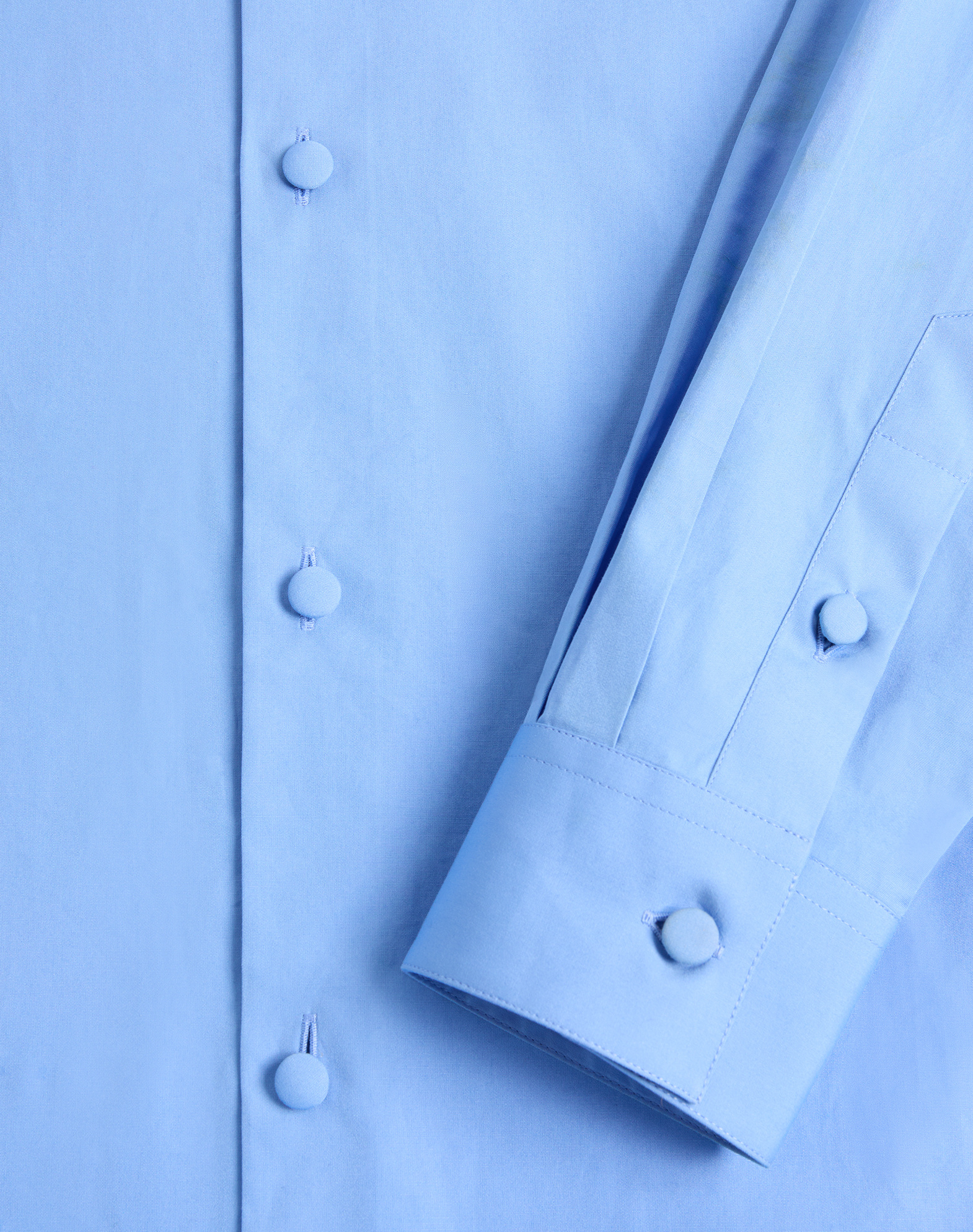 Valentino Pointed-collar Cotton Shirt In Blue