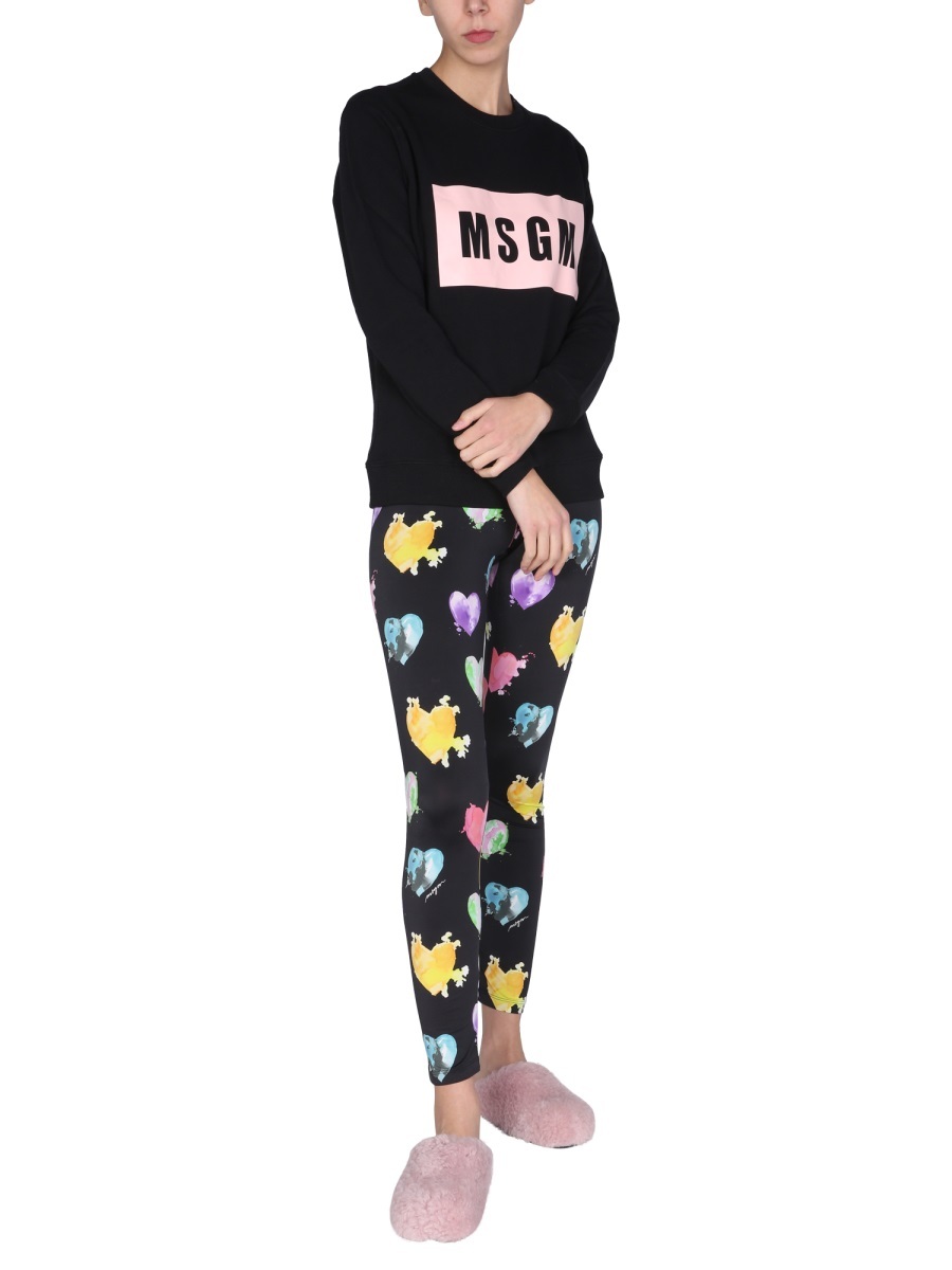 Msgm Logo-print Crew Neck Sweatshirt In Black