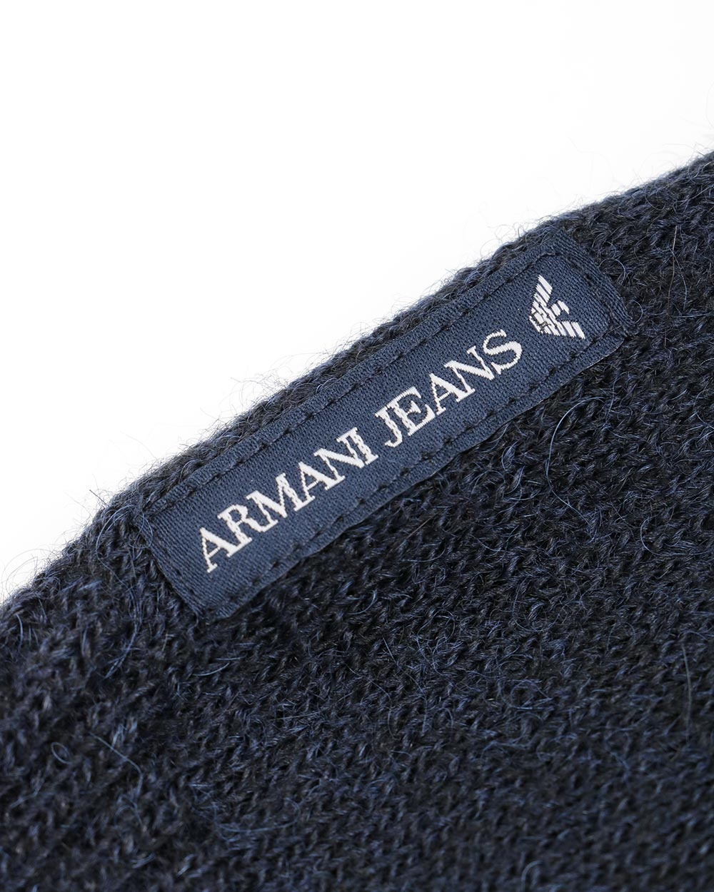 Armani Jeans V-neck Emblem Pullover In Black