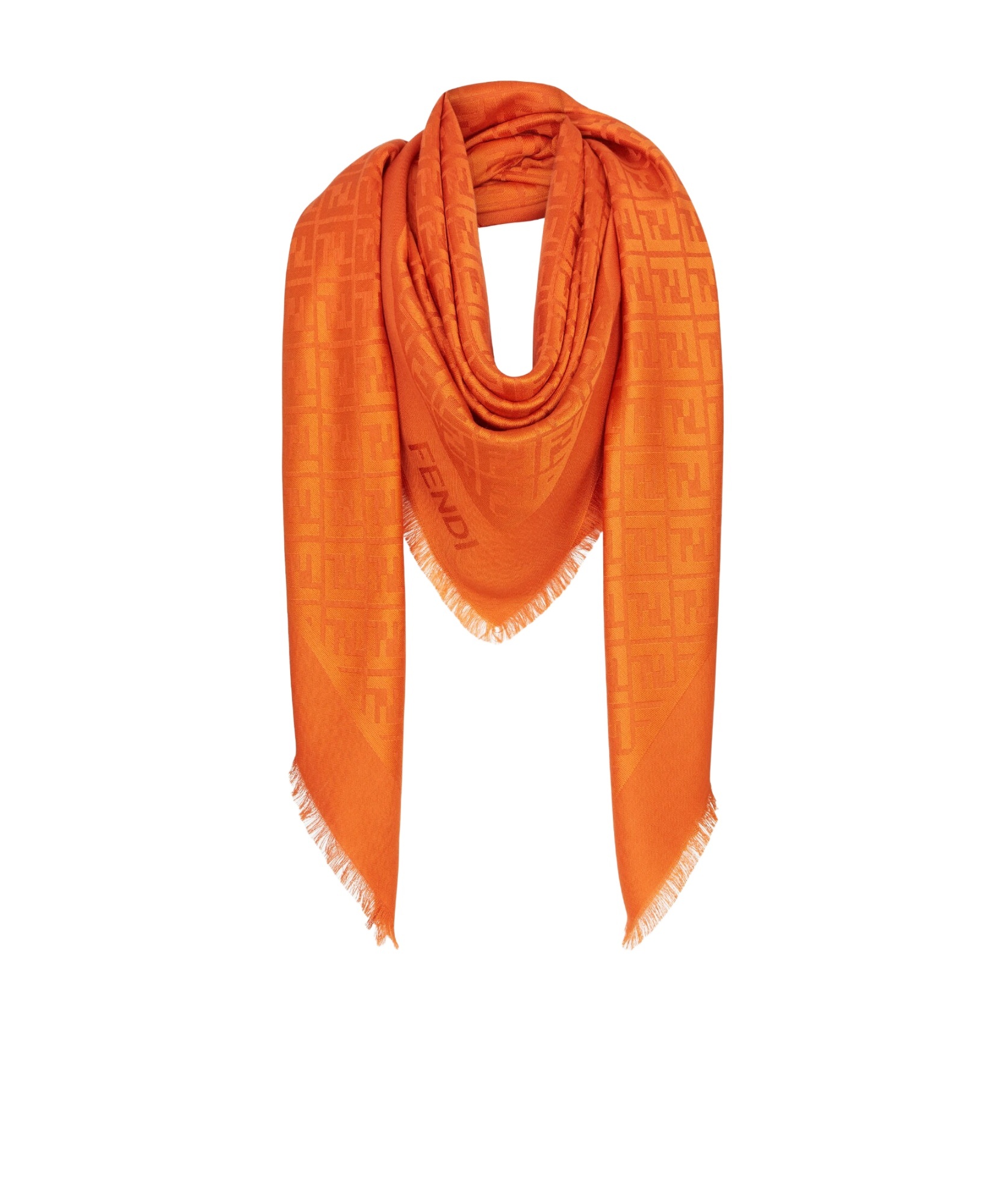 Fendi Ff-motif Shawl In Orange