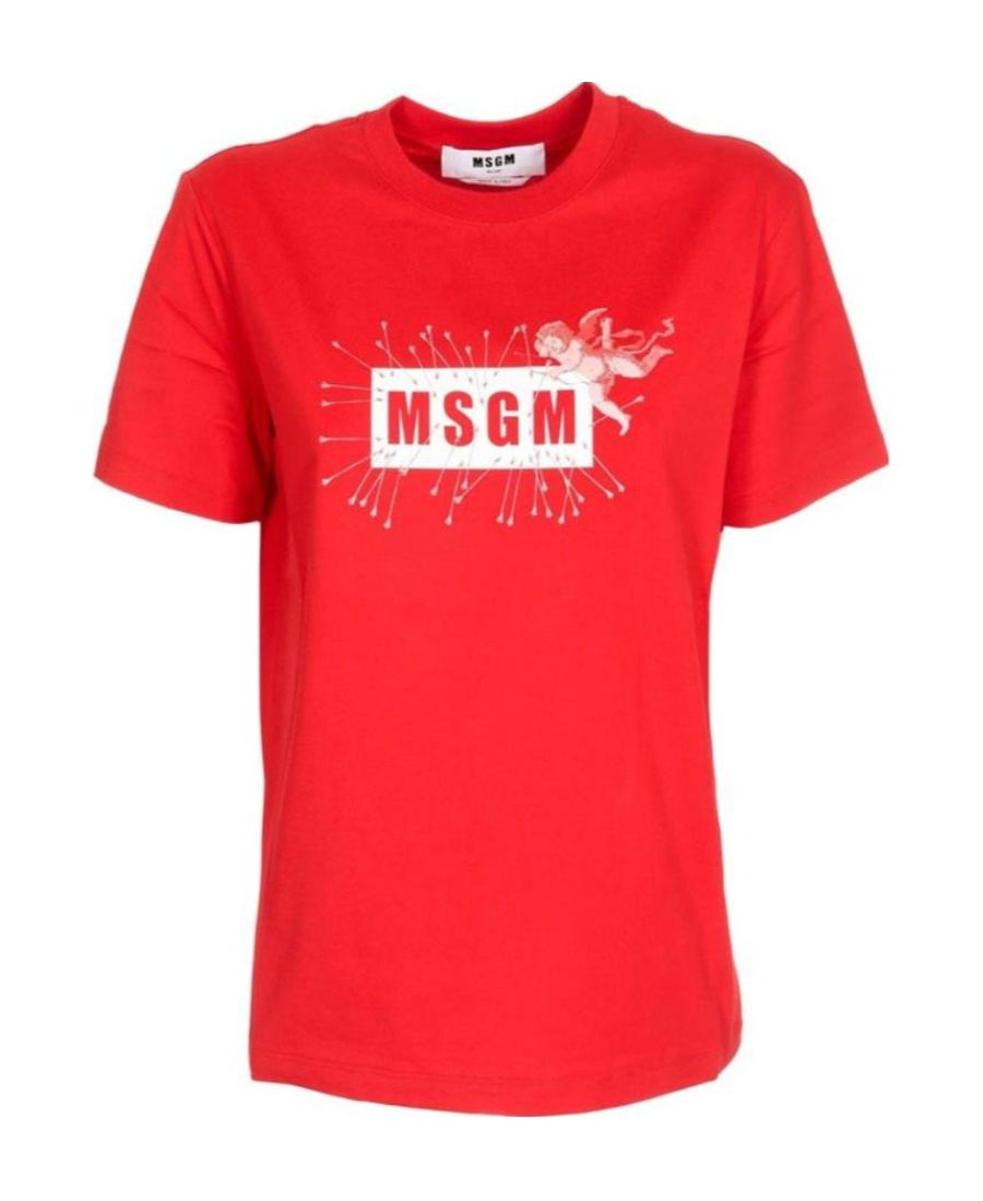 Msgm Logo Short-sleeved T-shirt In Red