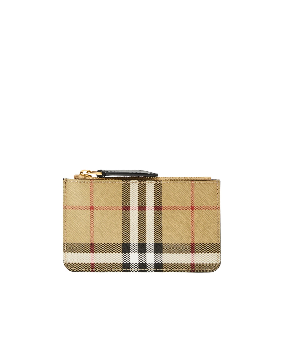 Burberry Checkered Pattern Wallet Gold-tone Hardware In Nude