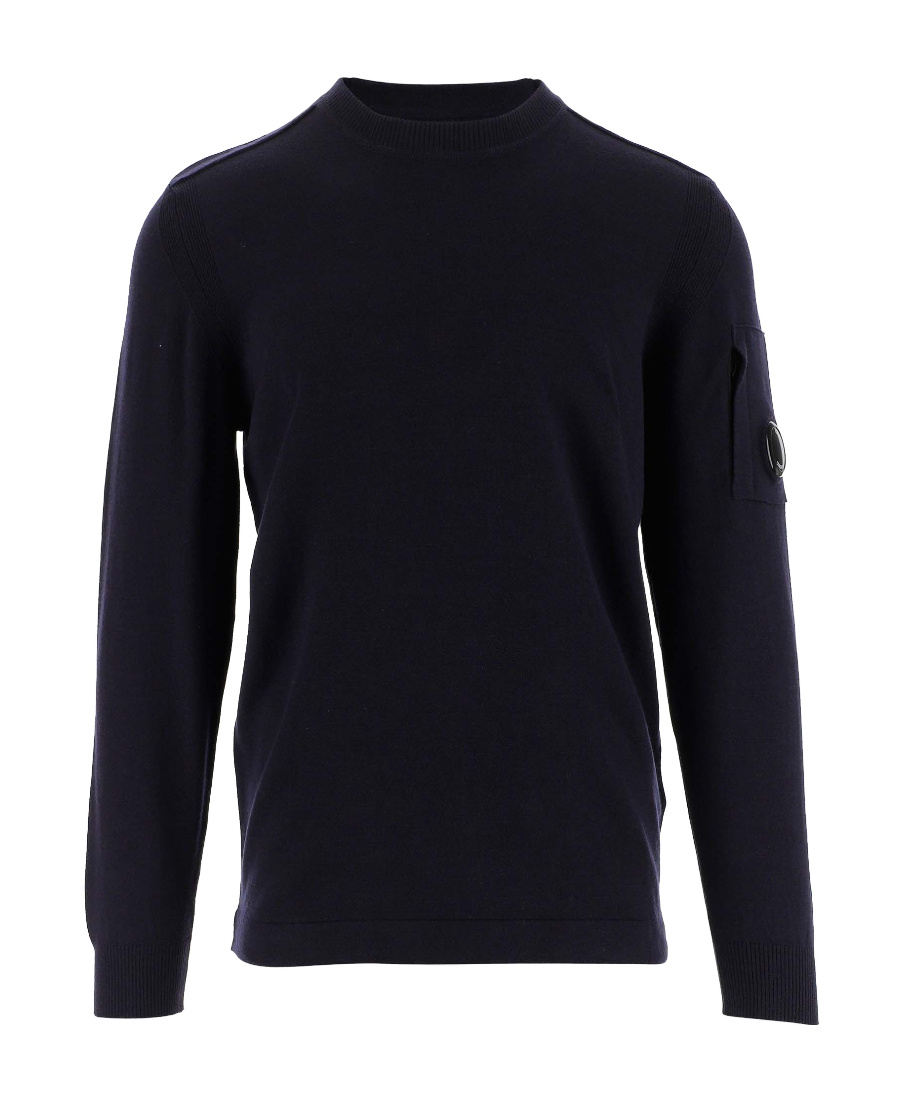 C.p. Company Lens-detail Knitted Sweater In Black