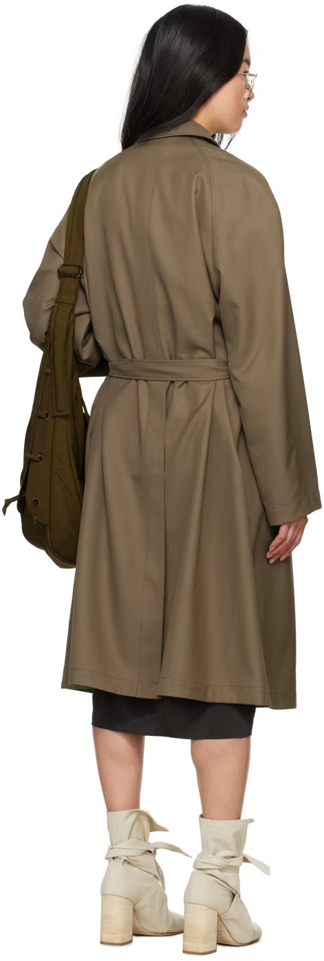 Lemaire Belted Trench Coat In Brown