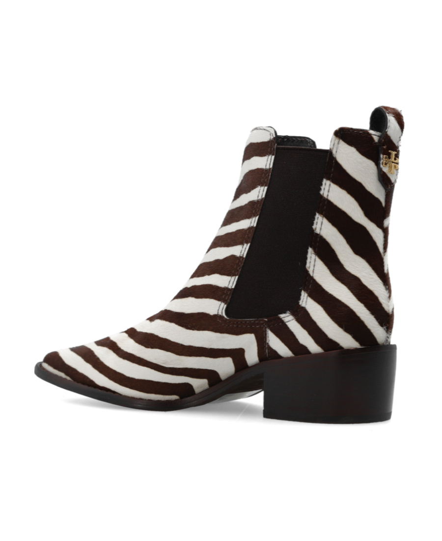 Tory Burch Zebra-print Leather Boots In Black