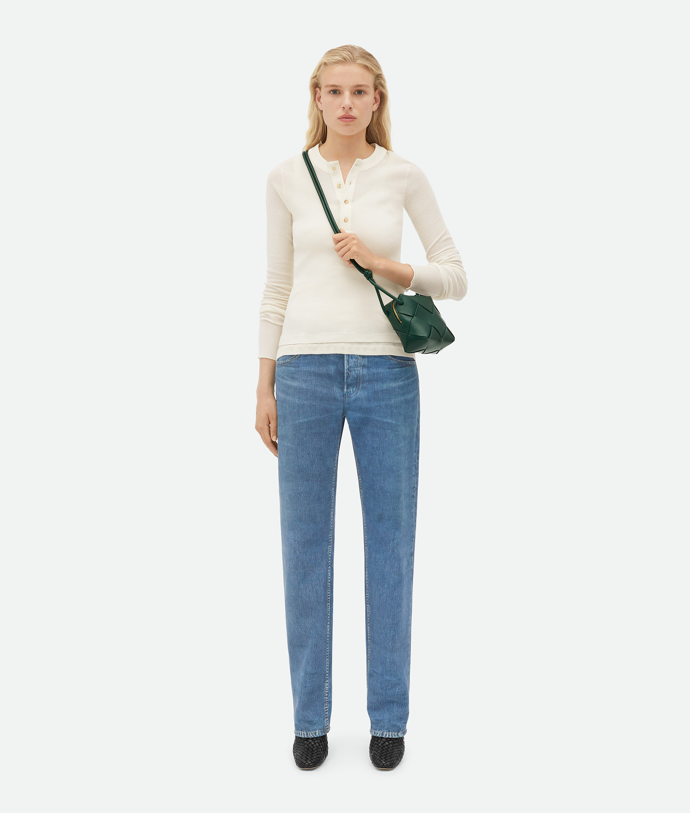Bottega Veneta Mini Cassette Leather Camera Bag In Green
