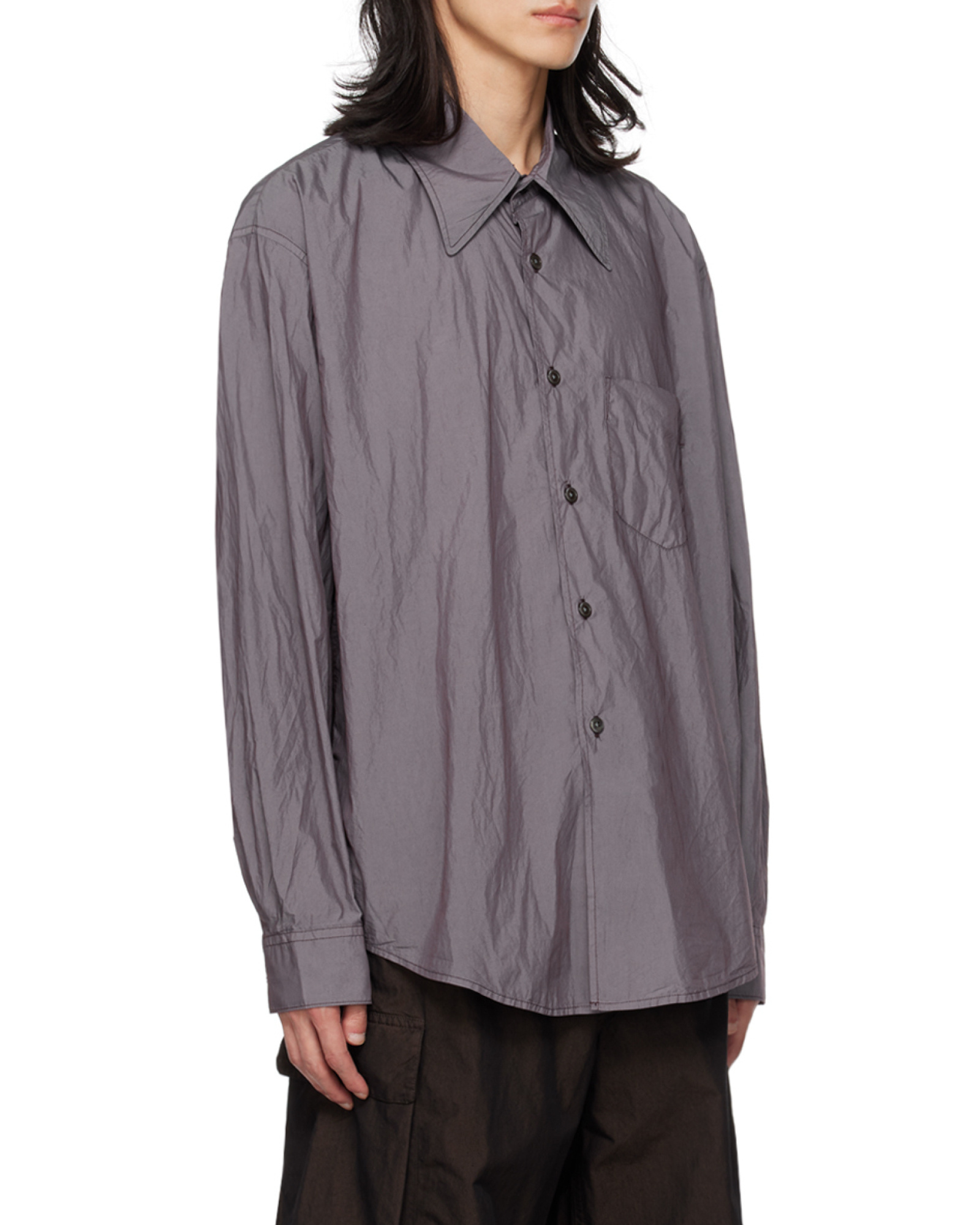 Our Legacy Purple Borrowed Shirt In Gray