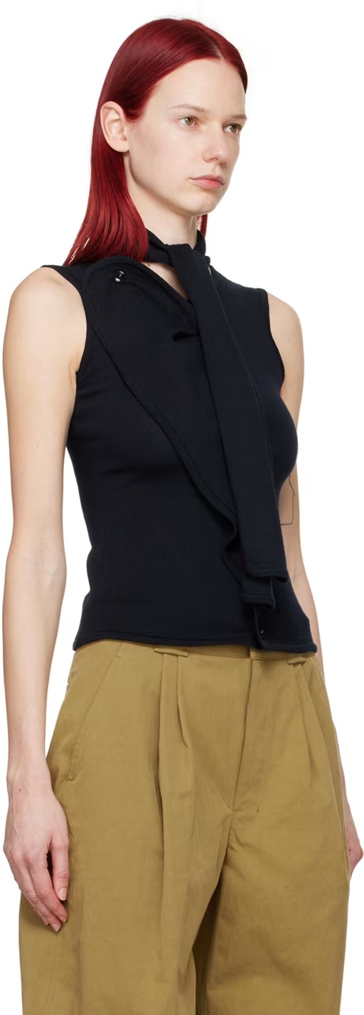 Lemaire Sleeveless Wool Knitted Cardigan In Black