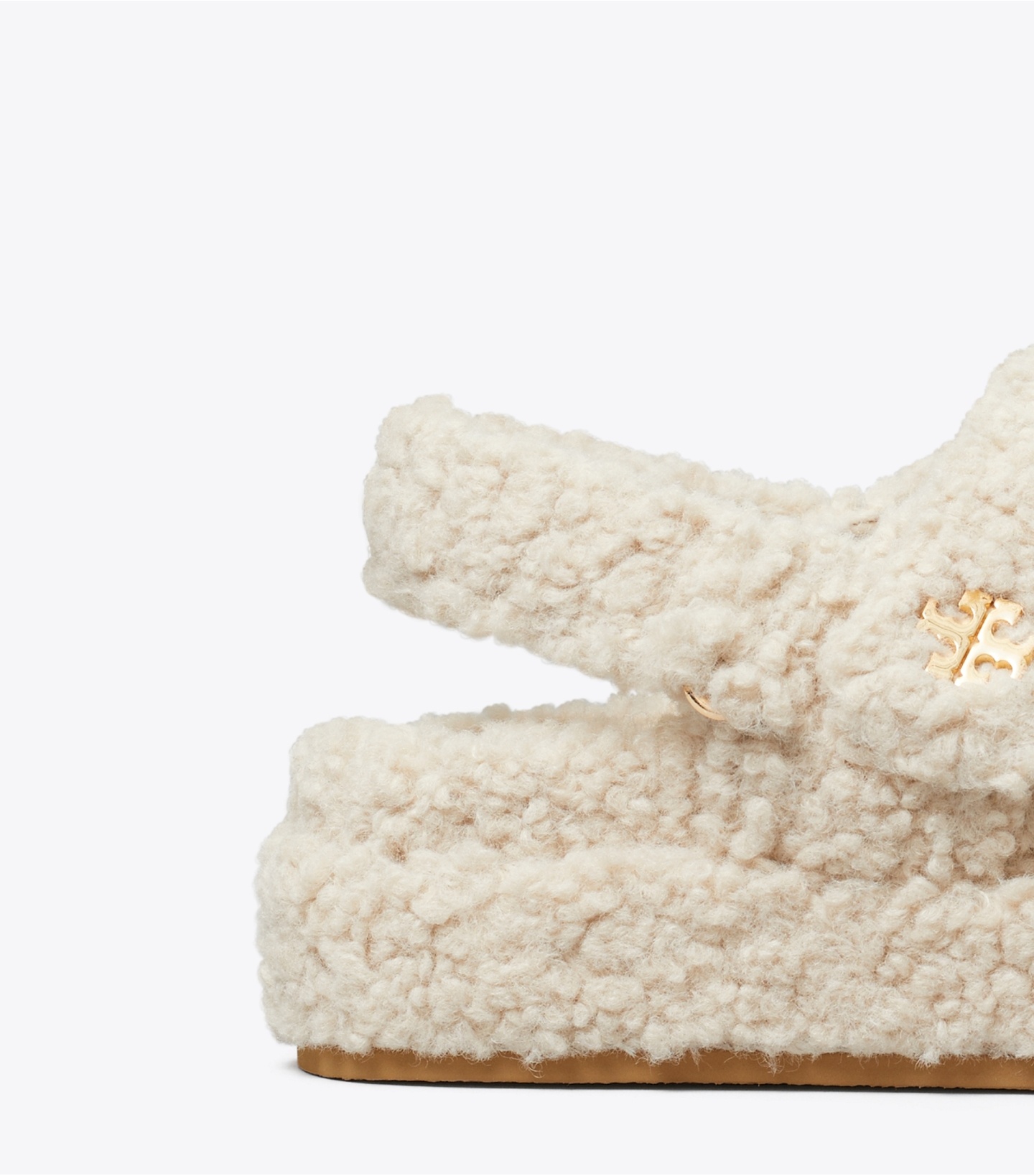 Tory Burch Shearling Double-strap Sandals Platform Sole In Nude