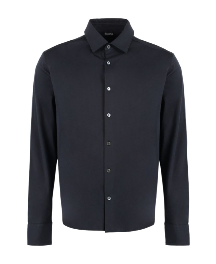 Shop Zegna Z  Buttoned Long Sleeved Shirt In Black