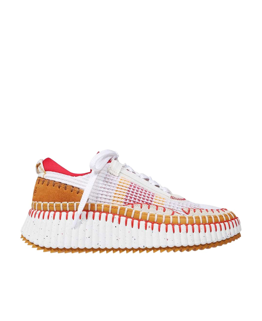 Chloé Nama Stitch Walking Sneakers In White