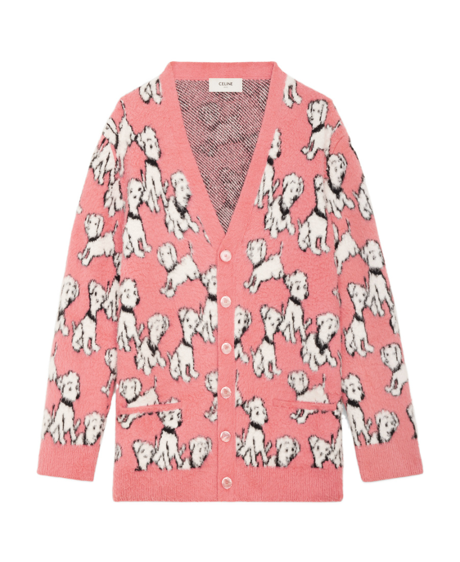 CELINE ARTIST'S JACQUARD BRUSHED COTTON CARDIGAN 