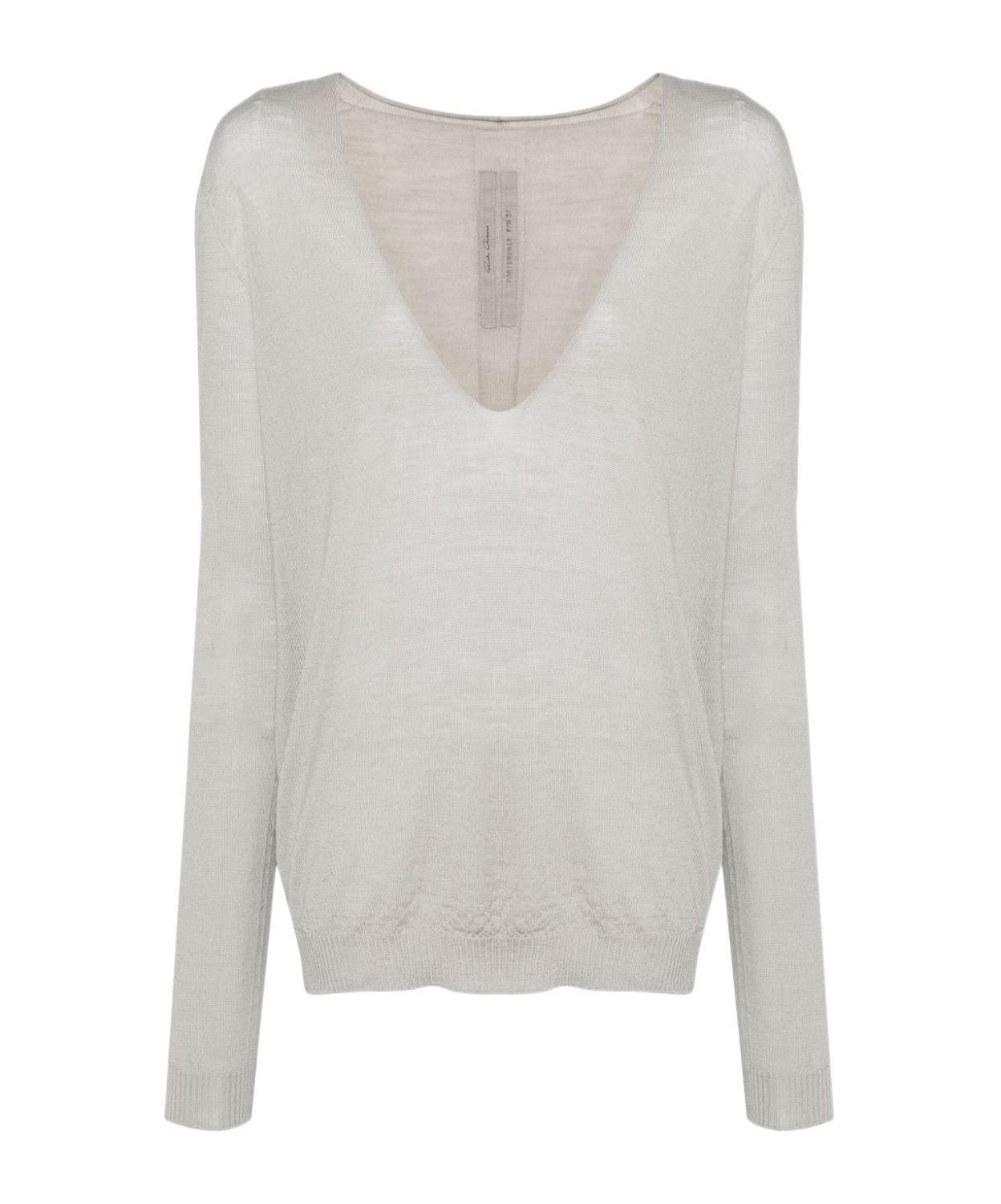 Rick Owens V-neck Pull Virgin Wool Top In White