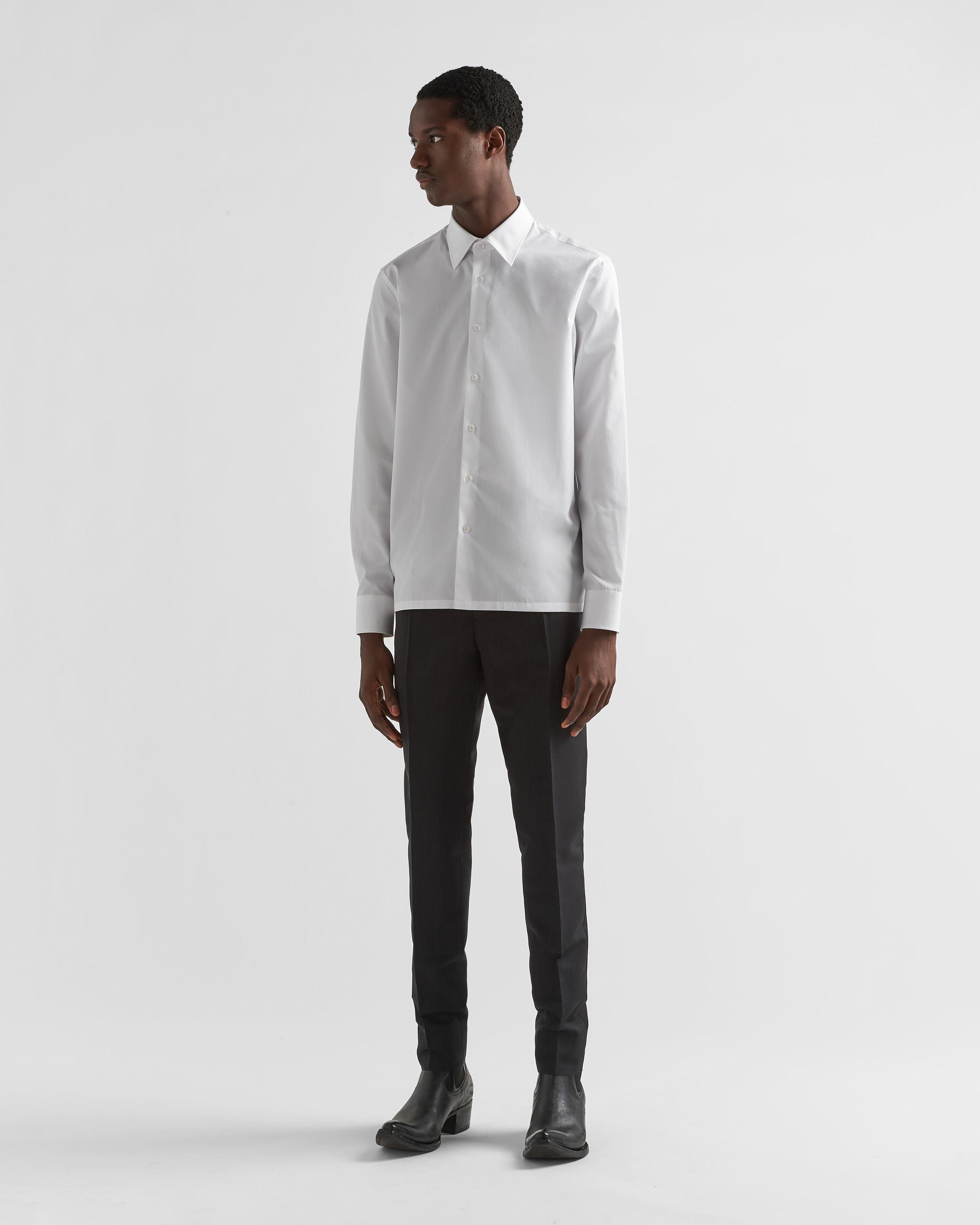 Prada Spread-collar Button-up Shirt In White