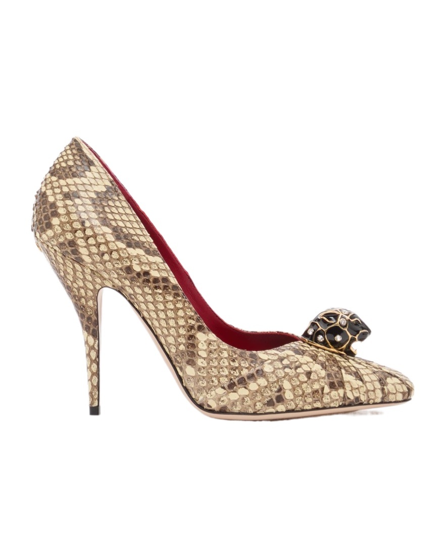 Valentino Stylish Leather Stiletto Pumps Decorative Embellishments In Animal Print