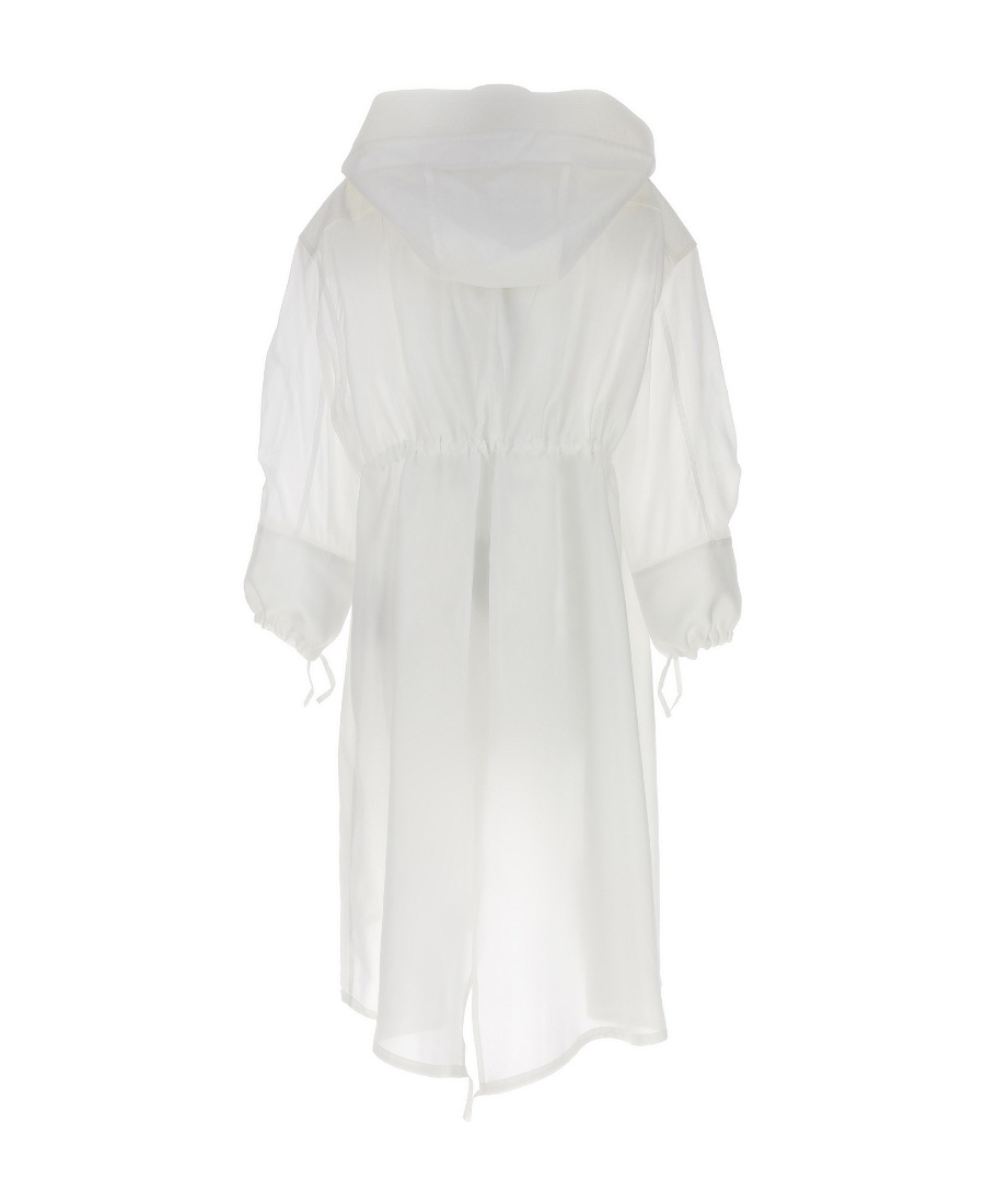 Ferragamo Silk Blend Chiffon Trenchcoat With Removable Hood In White