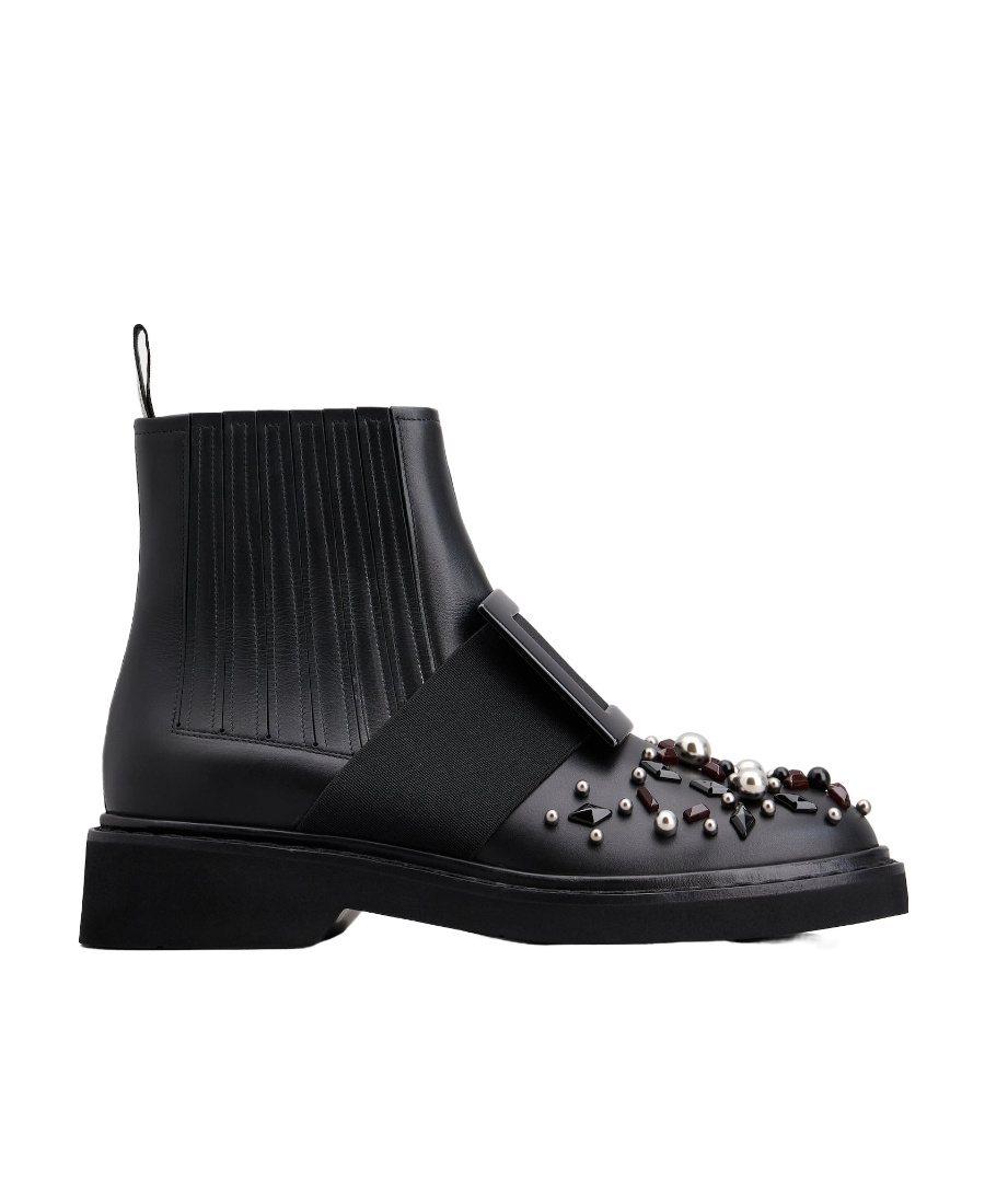 Roger Vivier Round-headed Flat-bottomed Short Boots In Black