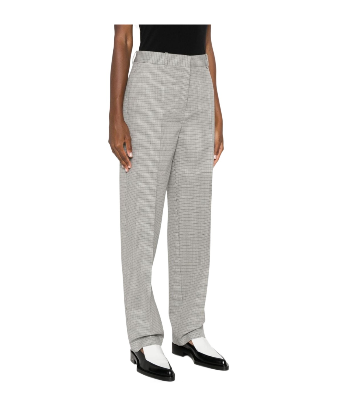 Jil Sander Checked Tailored Trousers In Gray