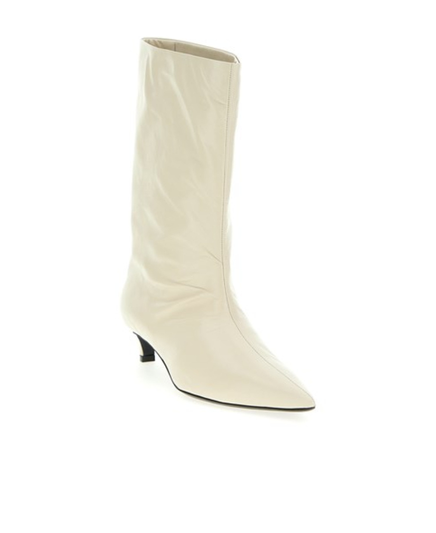 Jil Sander 30mm Leather Ankle Boots In Nude