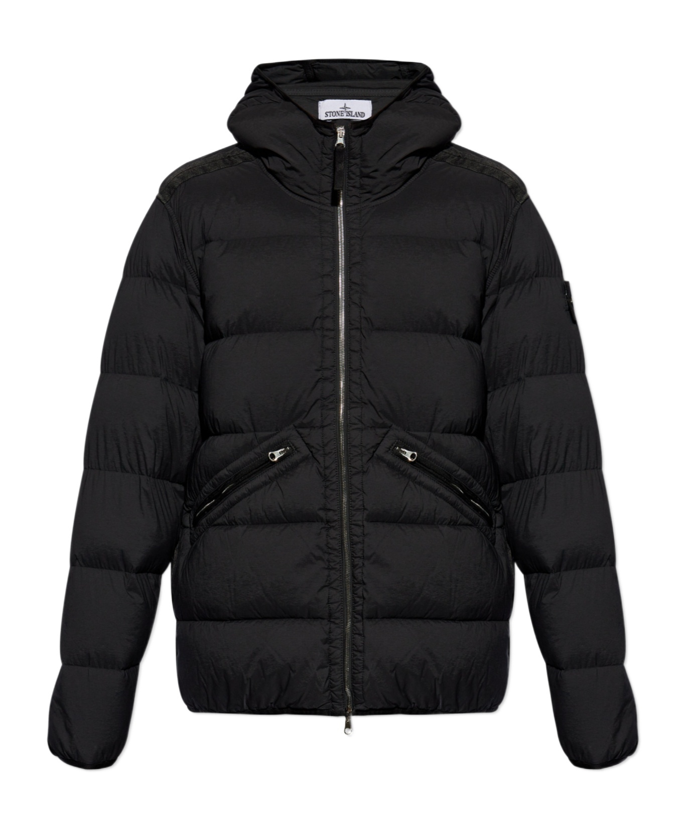 Stone Island Hooded Puffer Jacket In Black