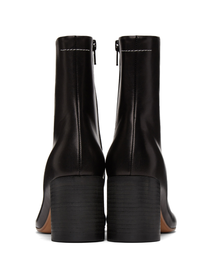 Mm6 Maison Margiela Anatomic Square Toe Zipped Boots In Black