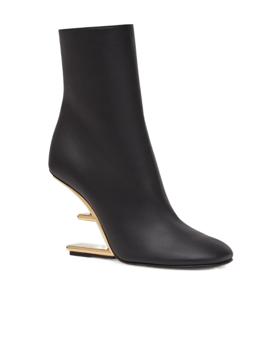 Fendi Leather Ankle Boots With O'lock Slider In Black
