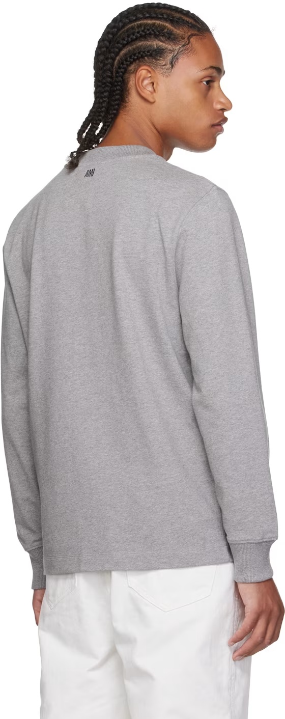 Ami Alexandre Mattiussi Round Collar And Long-sleeved T-shirt In Gray