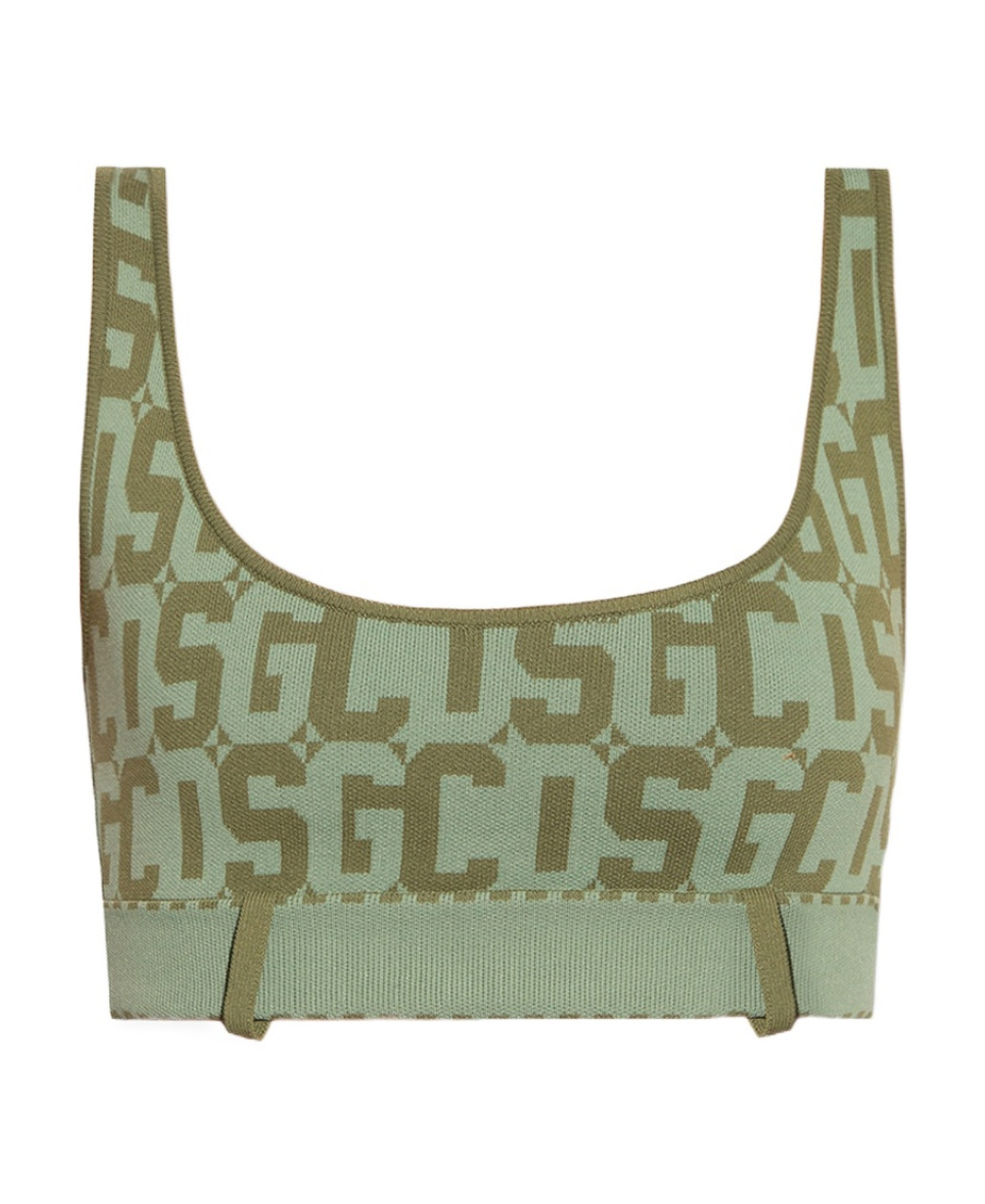 Gcds Monogram Print Sports Bra In Green
