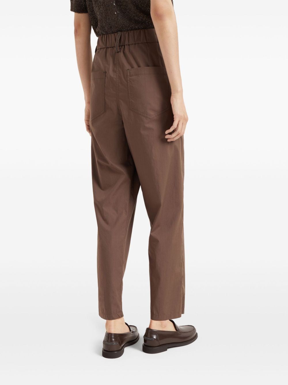 Brunello Cucinelli Monili Chain-detail Straight-leg Trousers In Brown
