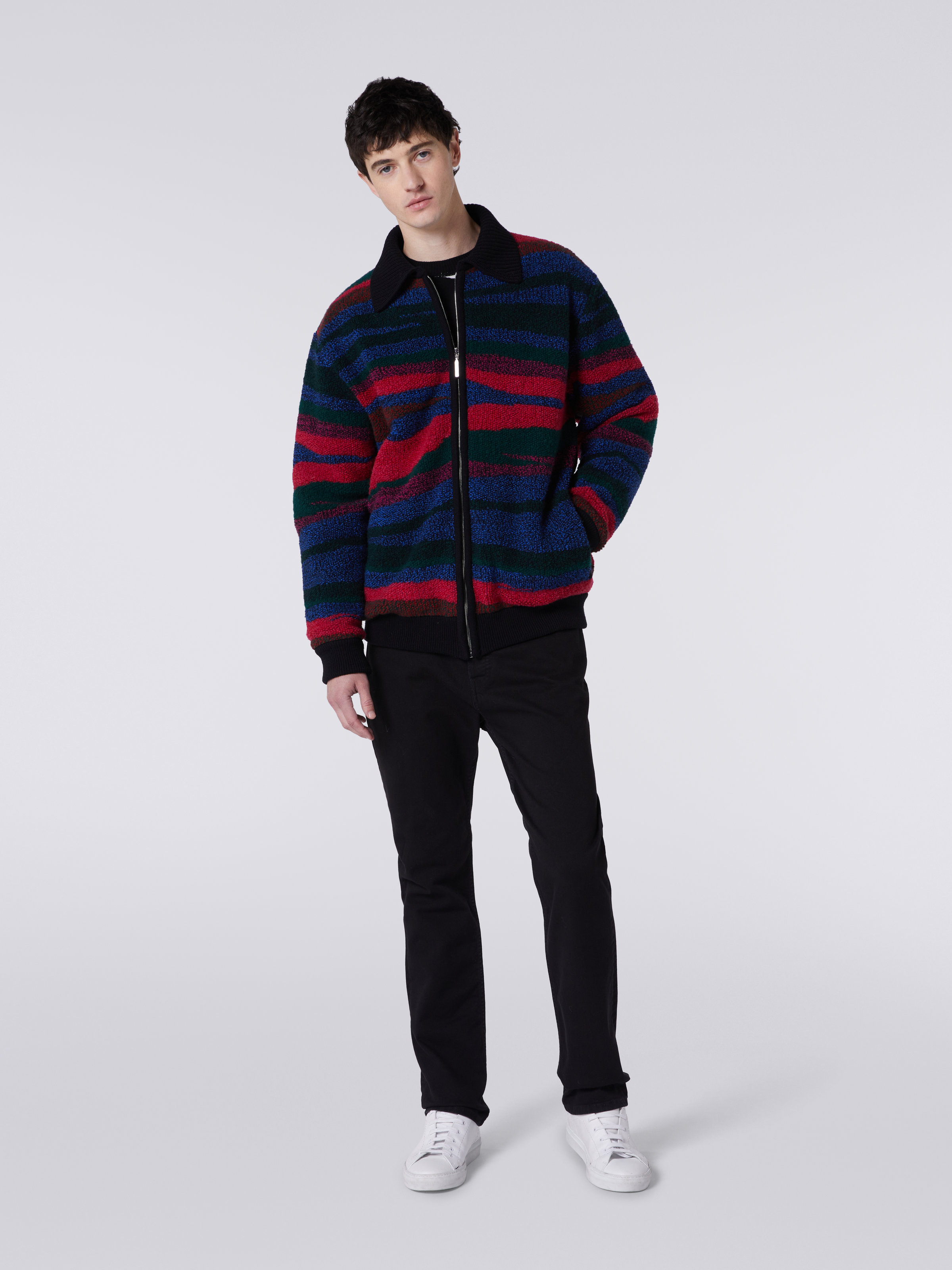 Missoni Fleece-texture Zip-fastening Jacket In Black