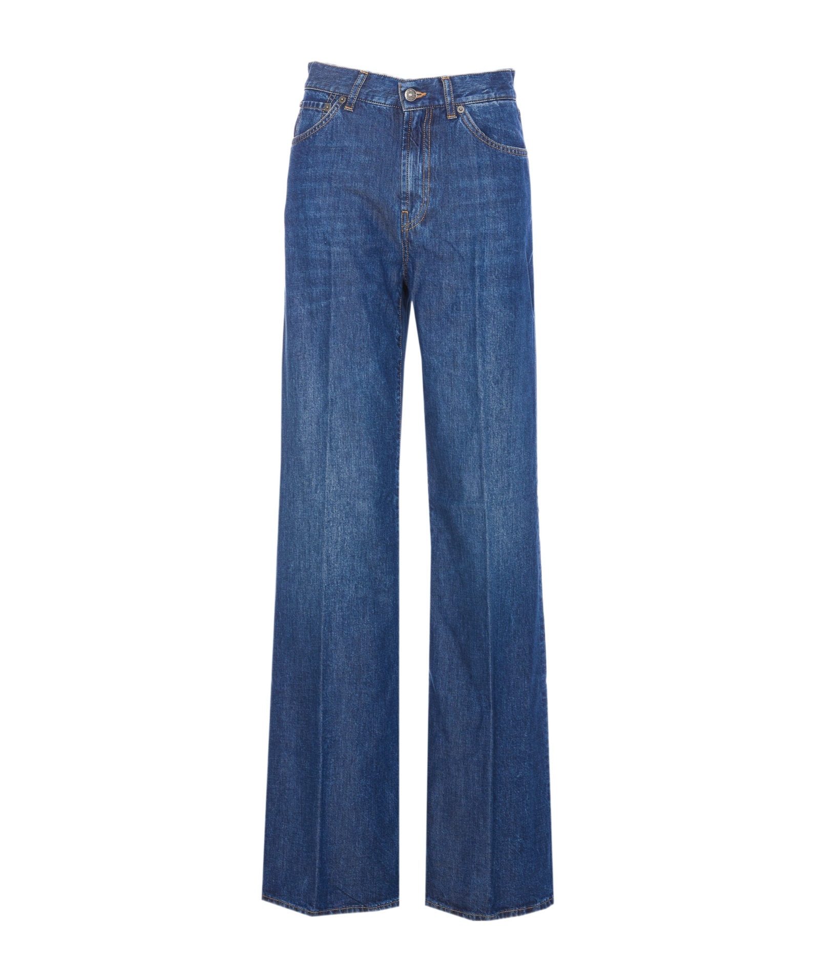 Dondup Flared Trousers With Pockets And Belt Loops In Blue