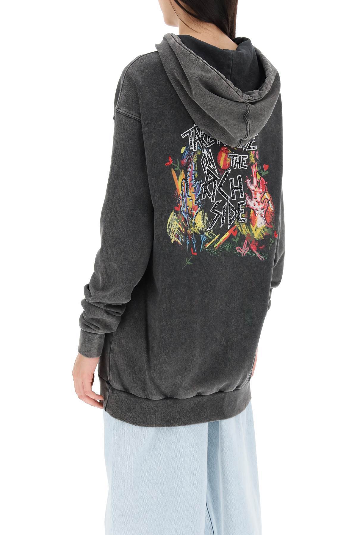 Shop Alessandra Rich Graphic-print Cotton Hoodie In Black
