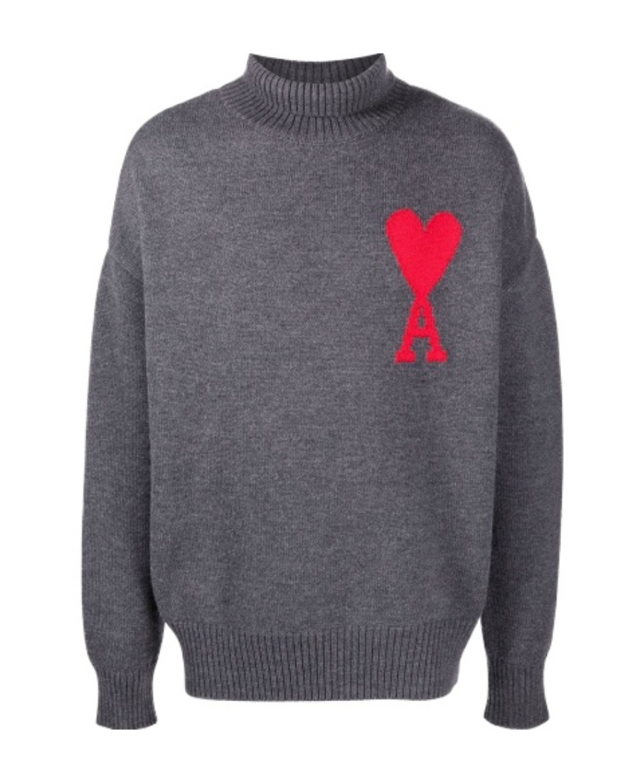 Ami Alexandre Mattiussi High-neck Knitted Sweater In Black