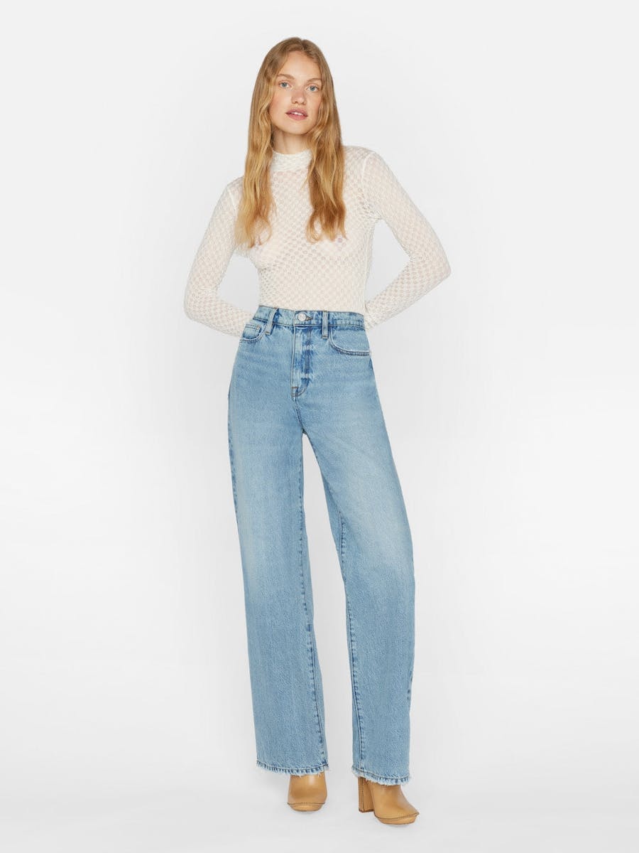 Frame Belt Ring Denim Trousers In Blue