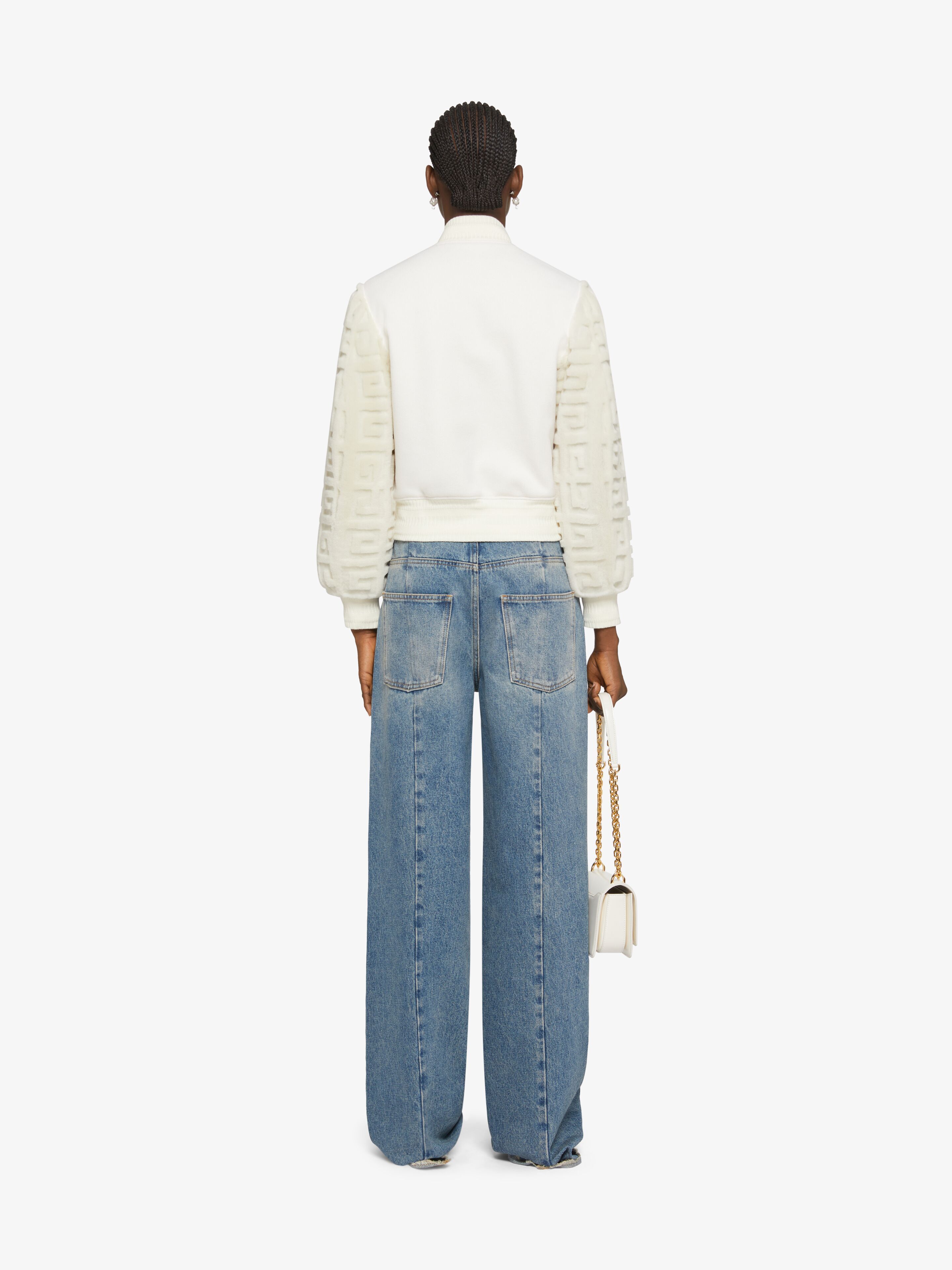 Givenchy Cropped Varsity Jacket In Wool And 4g Fur In White