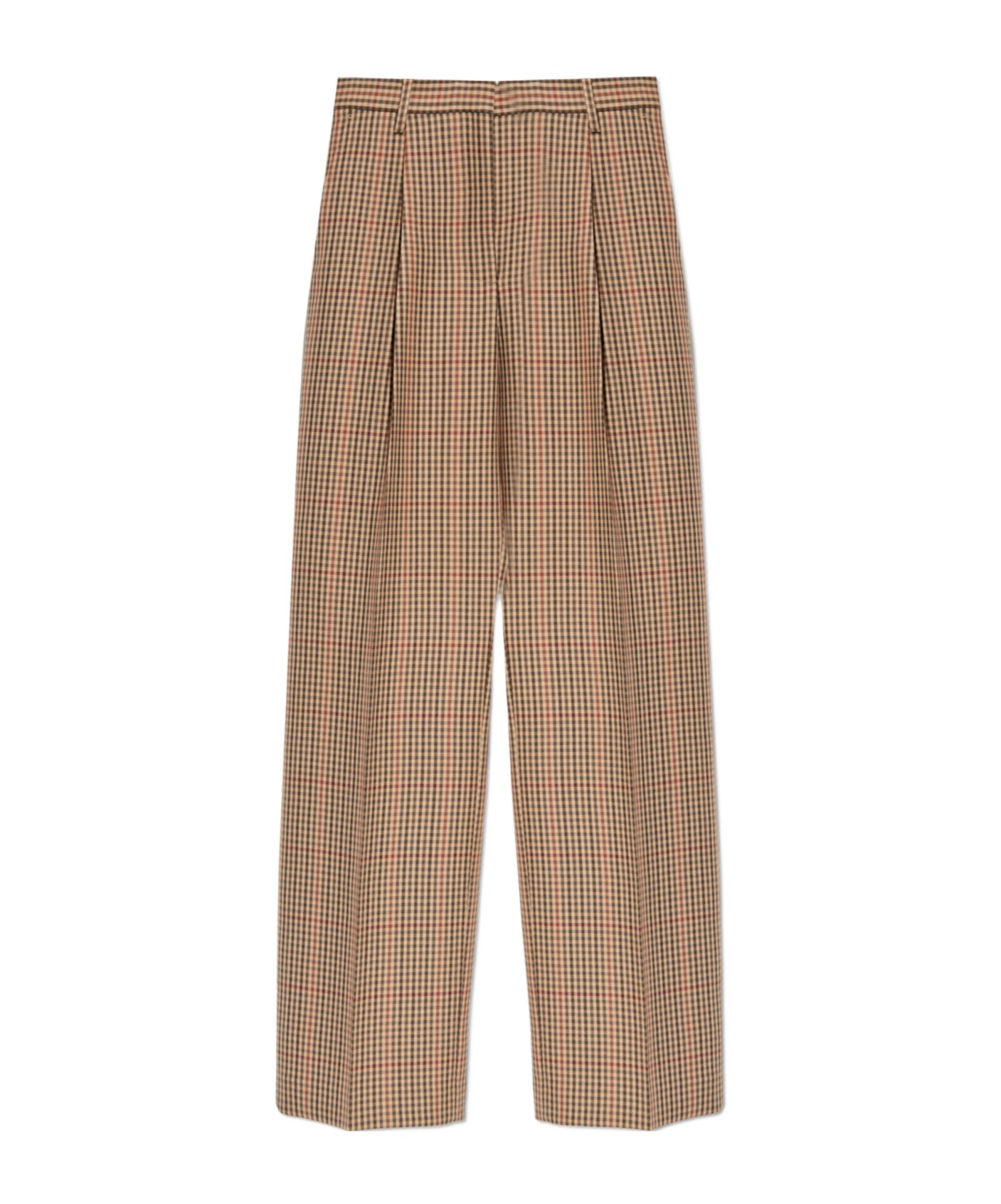 Dries Van Noten Check Casual Pants In Brown