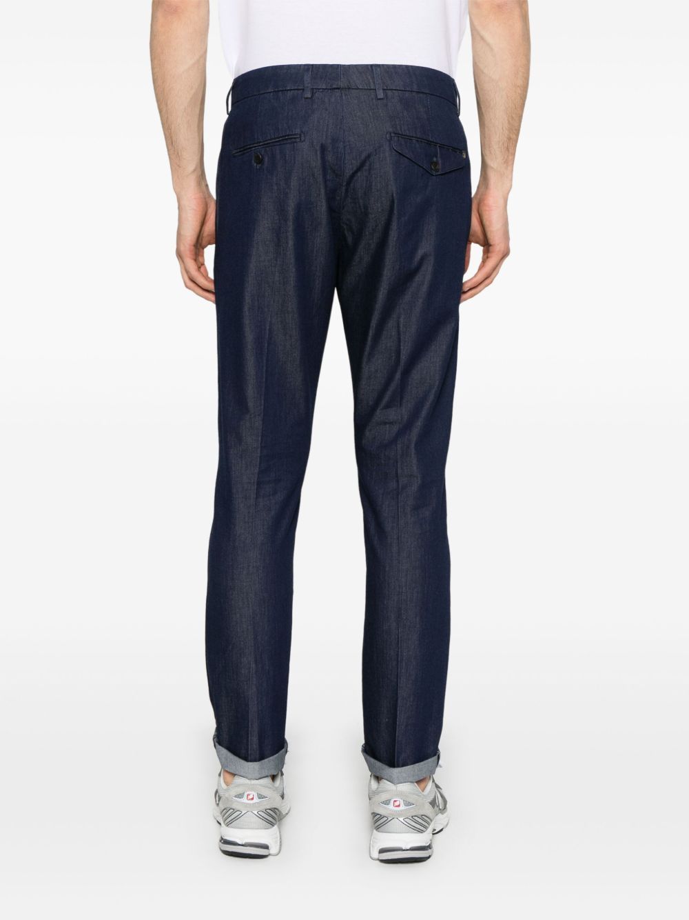 Dondup Joe Belted Turn-up Hem Trousers In Black