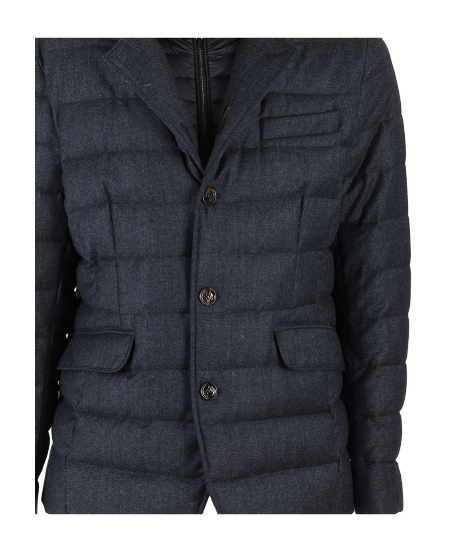Moorer Padded And Quilted Jacket With Lined Collar In Black
