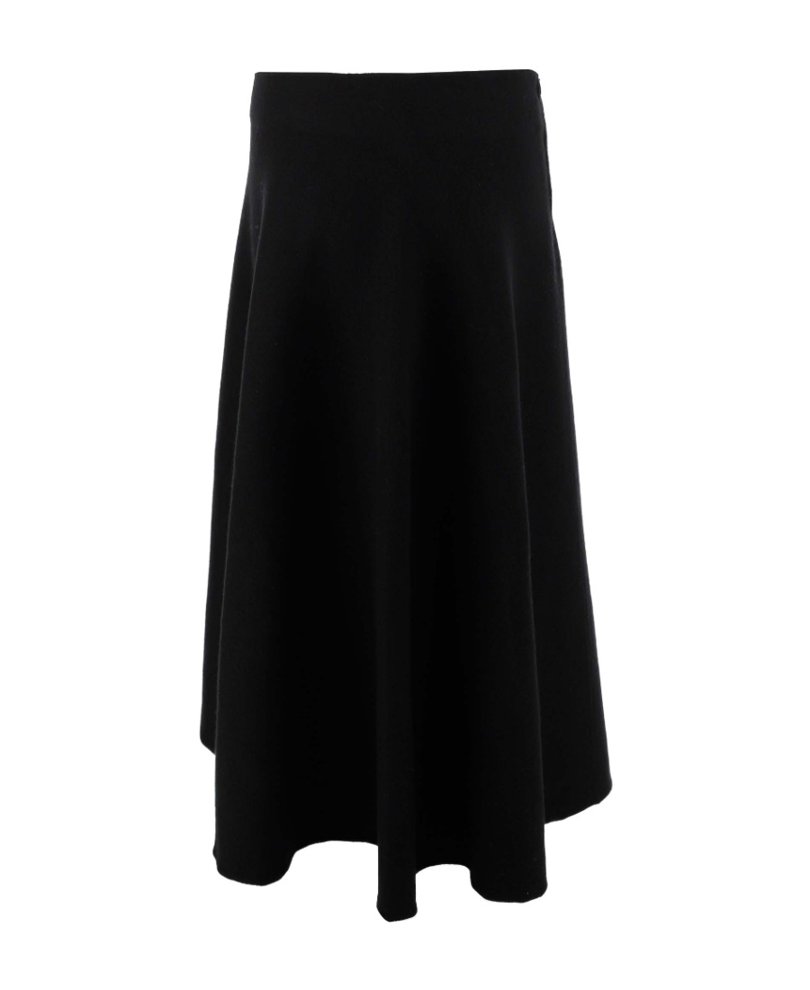 Jil Sander Black Elastic Knit Midi Skirt In Black